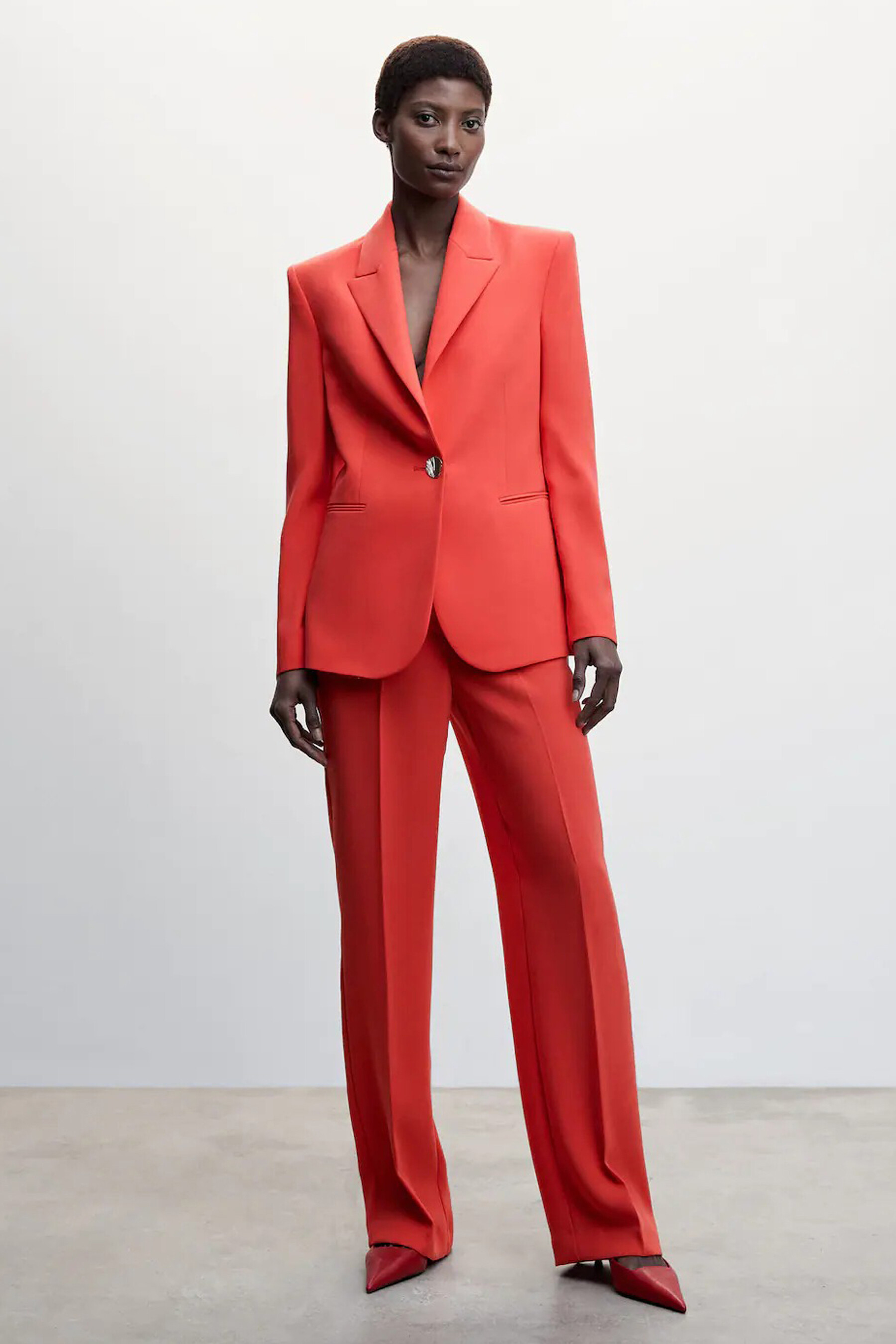 Blazer rouge long sale